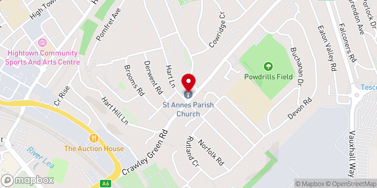 Map showing location of Church of St Anne
