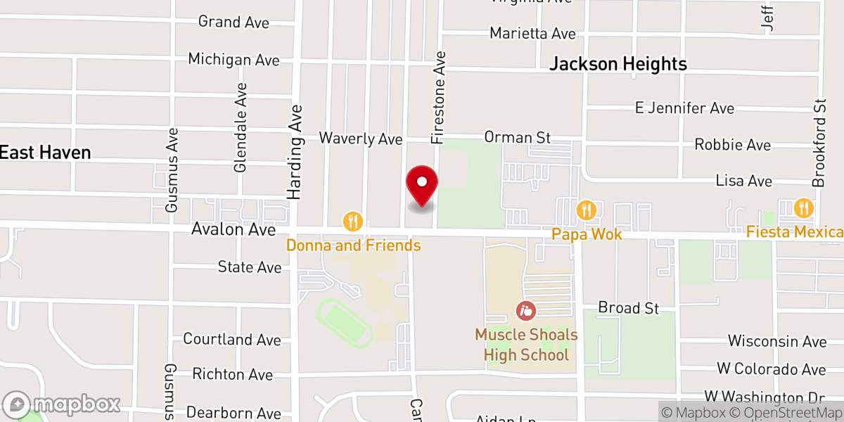 Map showing location of Avalon Missionary Baptist Church