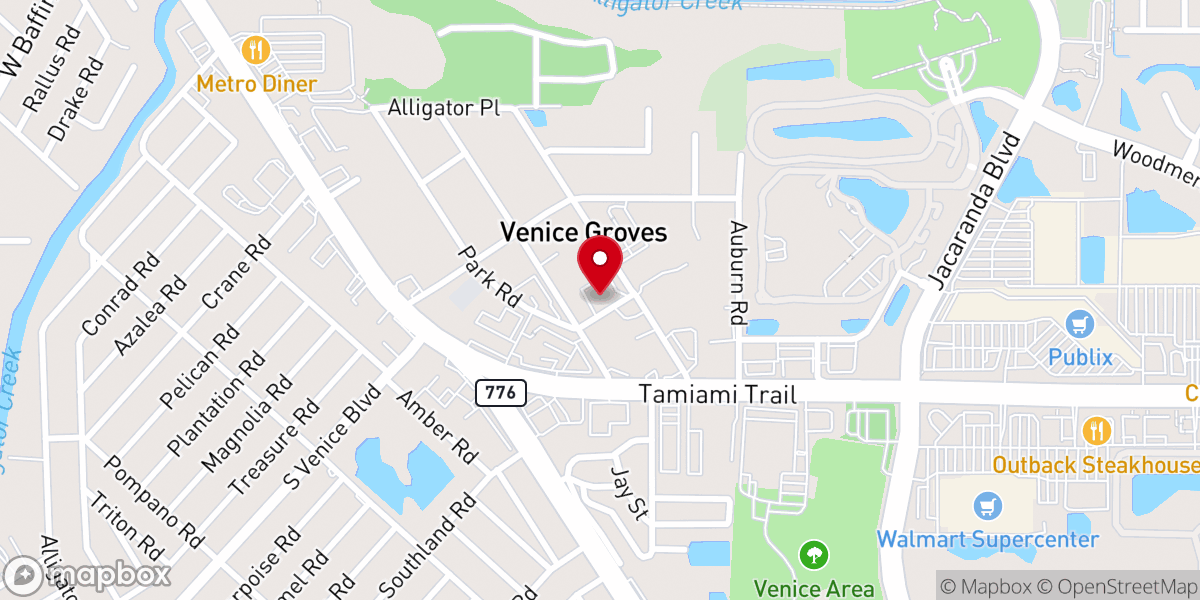 Map showing location of First Church of God South Venice