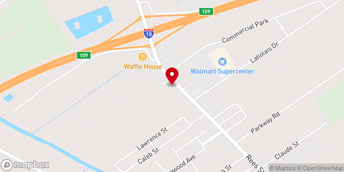 Map showing location of Hebert's Boudin and Cracklins