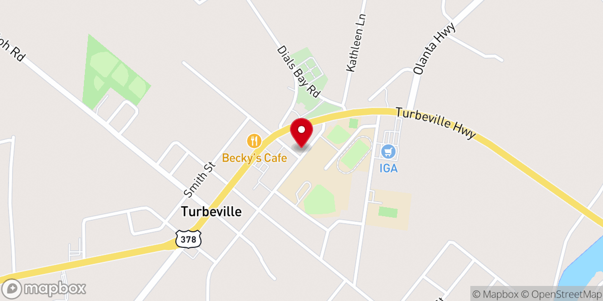 Map showing location of Turbeville First Baptist Church