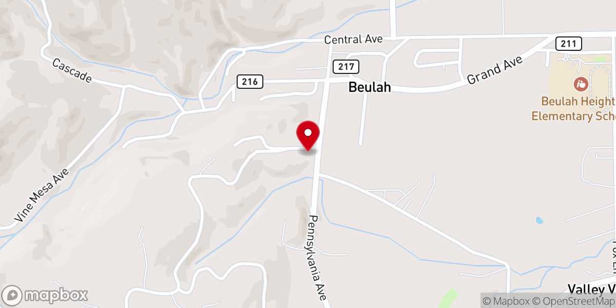 Map showing location of Beulah United Methodist Church