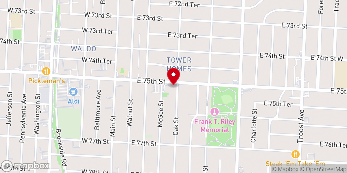 Map showing location of Calvary Lutheran Church and School Oak