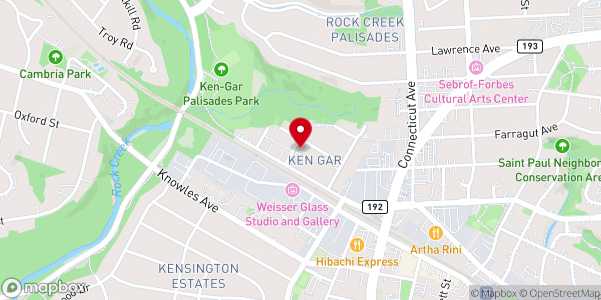 Map showing location of First Baptist Church of Ken-Gar