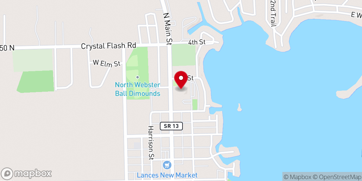 Map showing location of North Webster Community Center