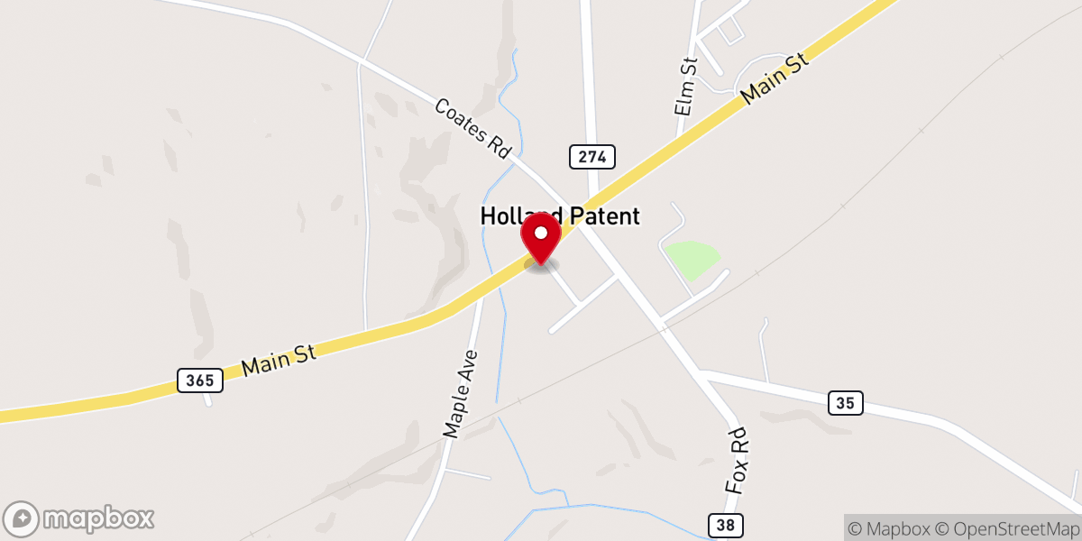 Map showing location of First Presbyterian Church of Holland Patent