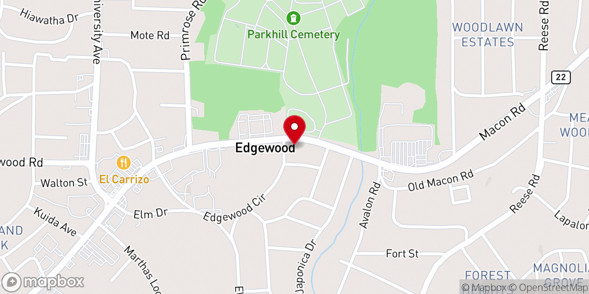 Map showing location of Church of Christ-Edgewood