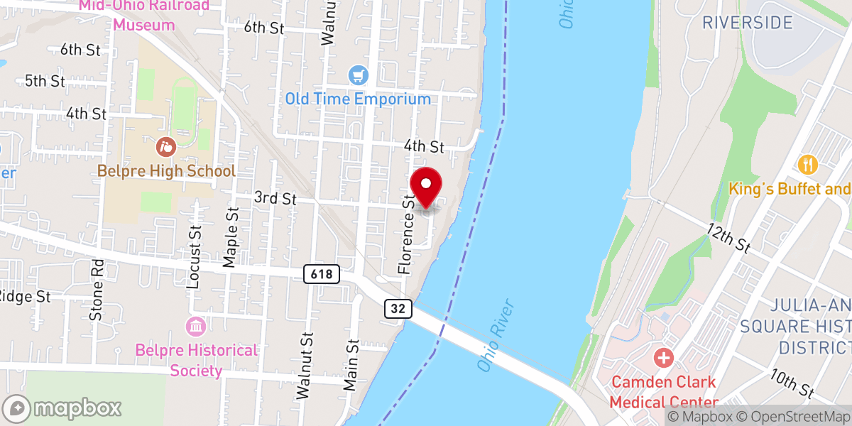 Map showing location of Belpre Congregational Church