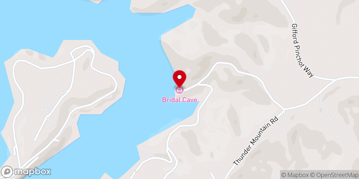 Map showing location of Bridal Cave & Thunder Mountain Park