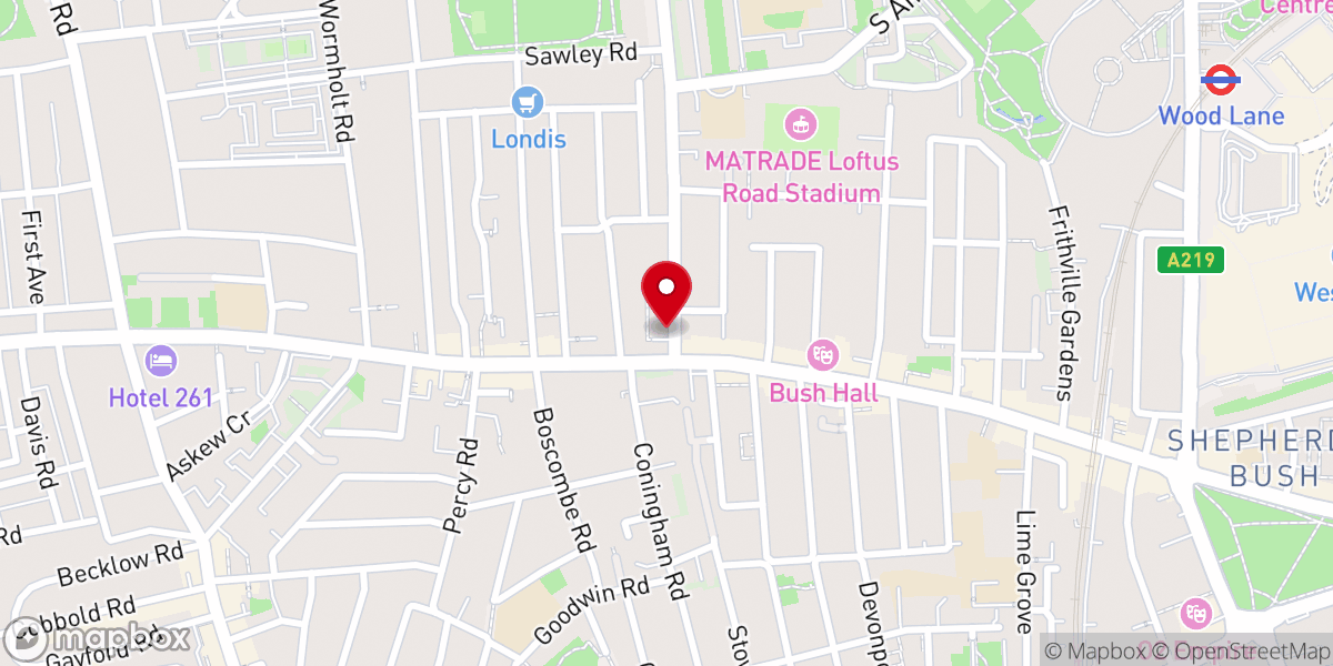 Map showing location of Uxbridge Road Tabernacle