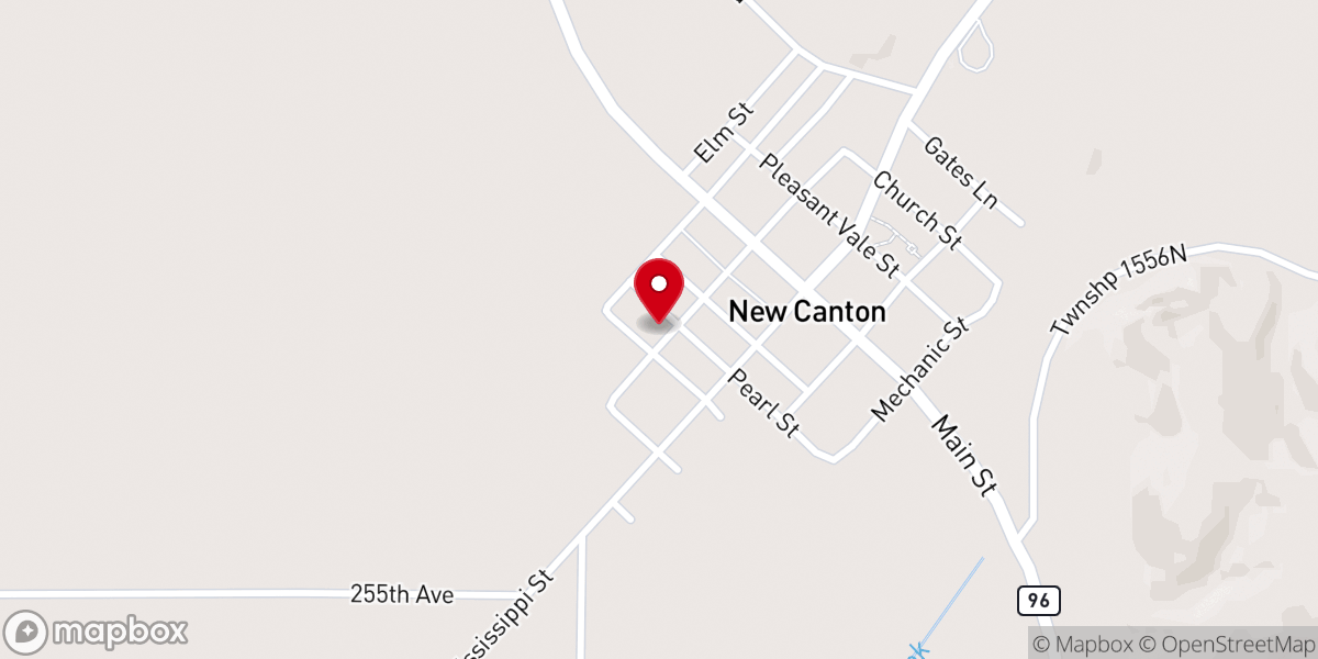 Map showing location of New Canton United Methodist Church