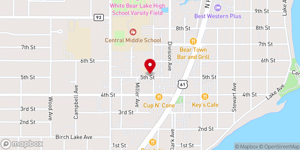 Map showing location of First Presbyterian Church of White Bear Lake