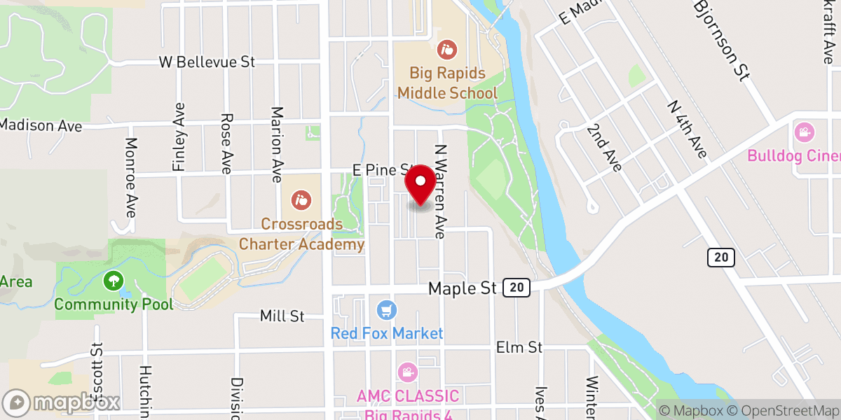 Map showing location of The Salvation Army Big Rapids Corps