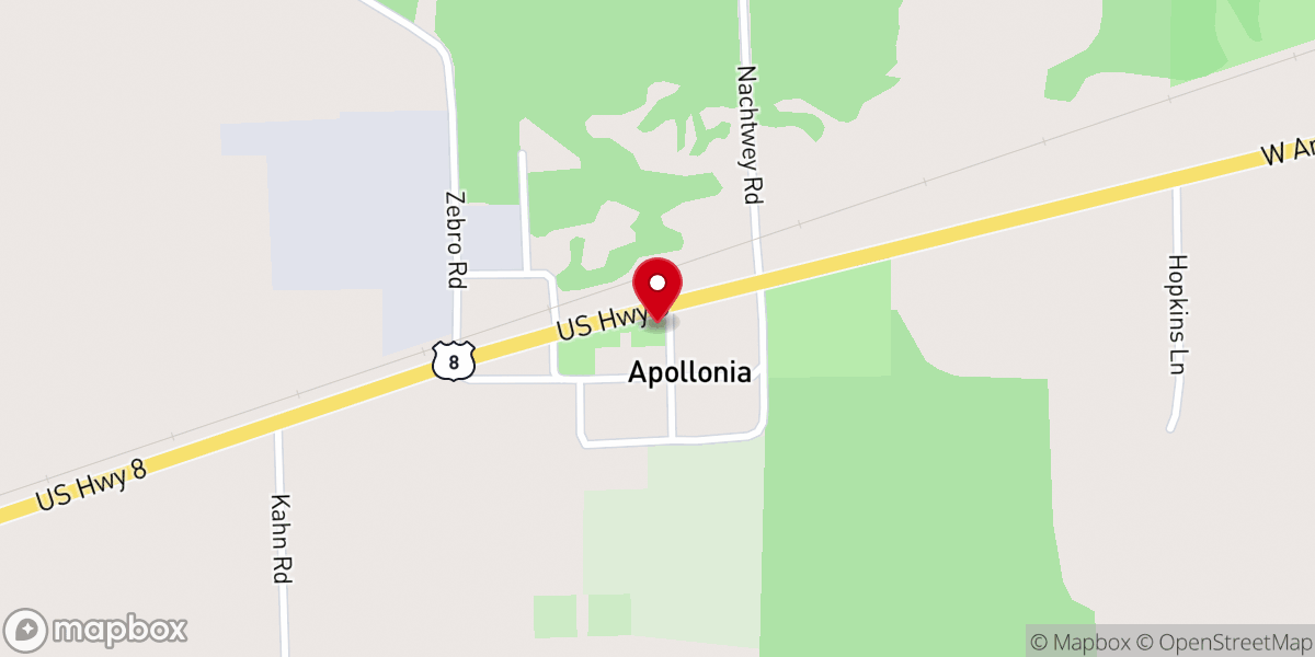 Map showing location of Apollonia Church