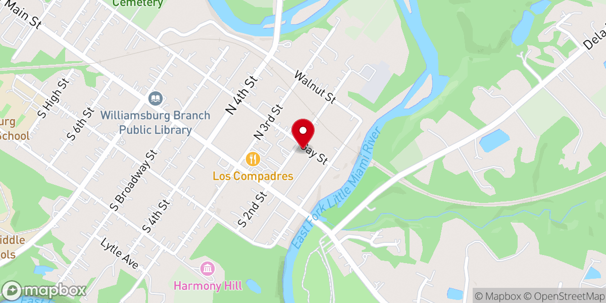 Map showing location of Williamsburg Presbyterian Church