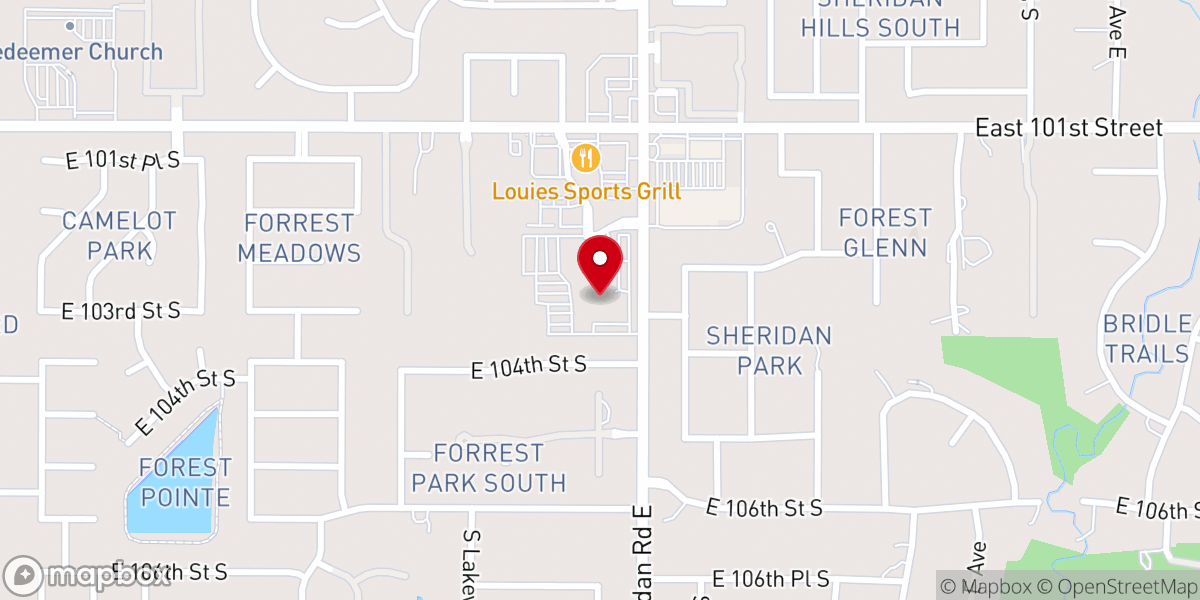 Map showing location of South Tulsa Baptist Church