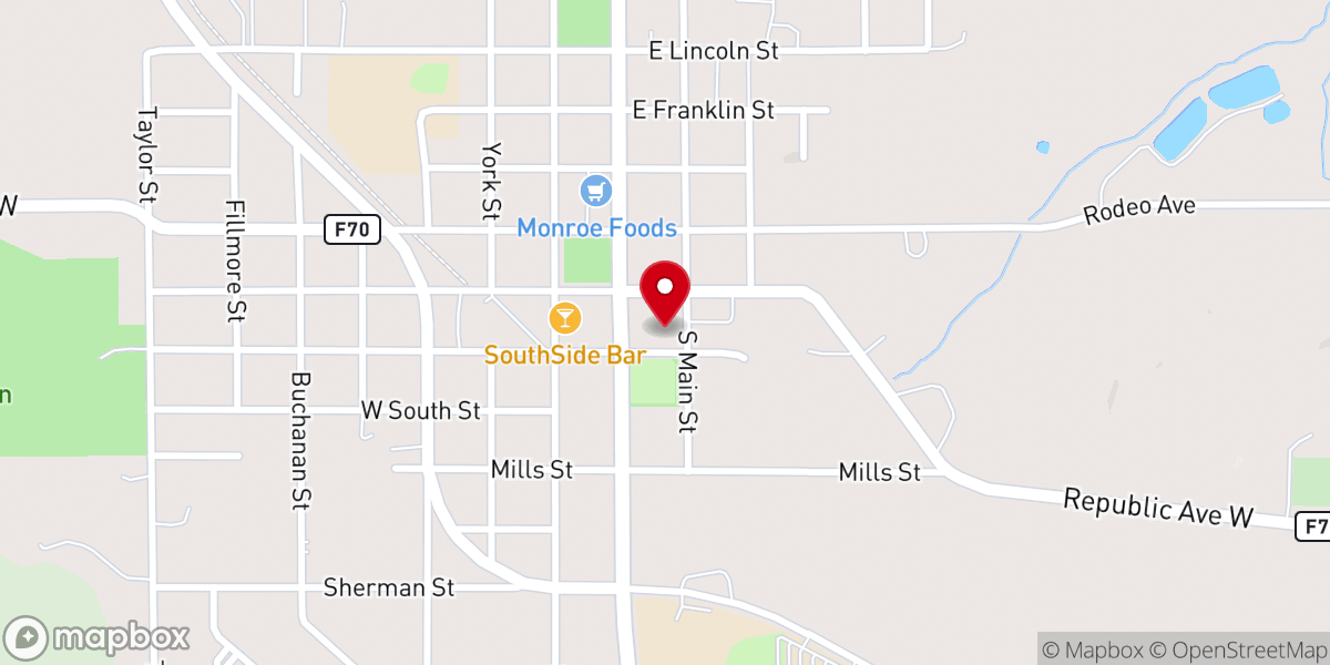 Map showing location of Monroe Presbyterian Church