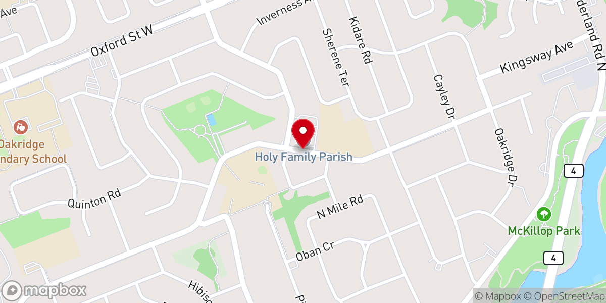 Map showing location of Holy Family Parish
