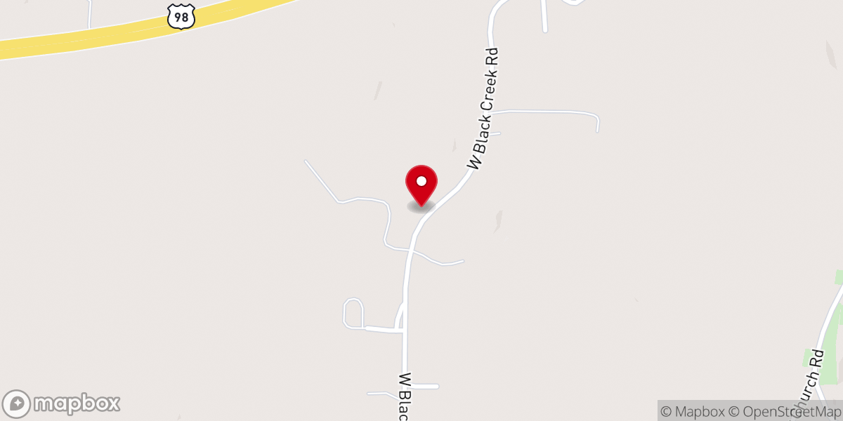 Map showing location of West Black Creek Missionary BaptistChurch