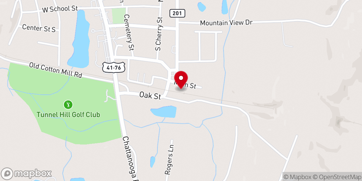 Map showing location of Tunnel Hill Depot