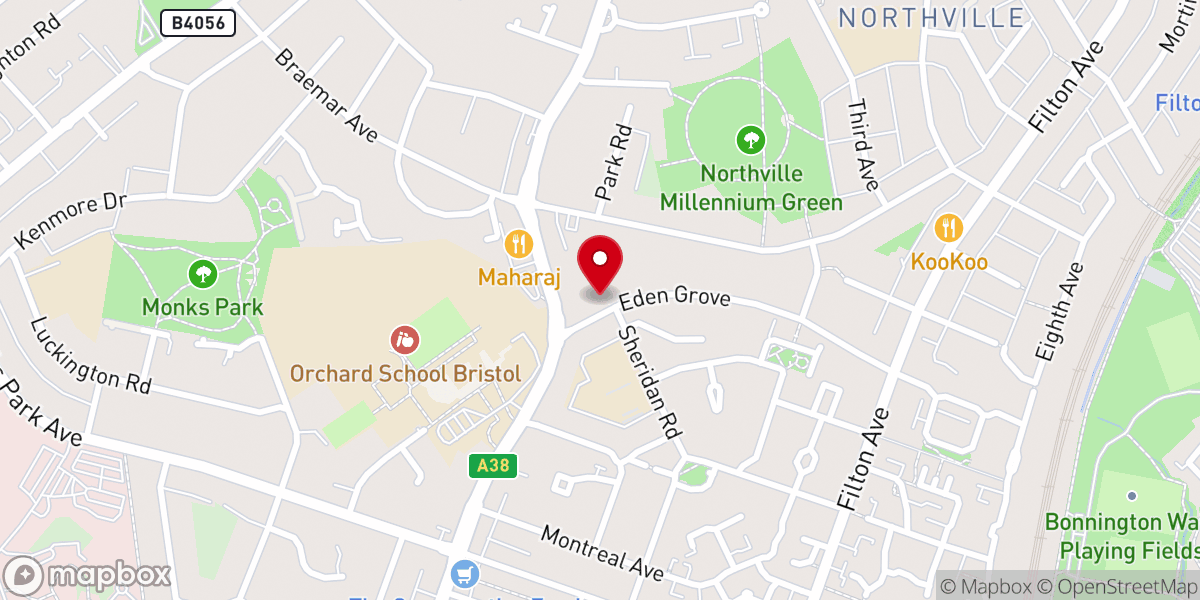 Map showing location of Eden Grove Methodist Church