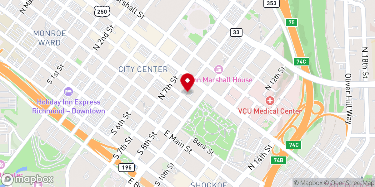 Map showing location of St. Peter's Pro-Cathedral