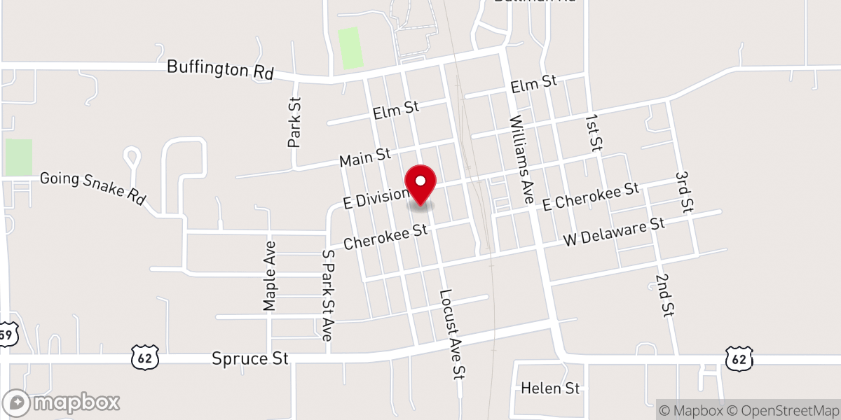 Map showing location of Westville First Baptist Church