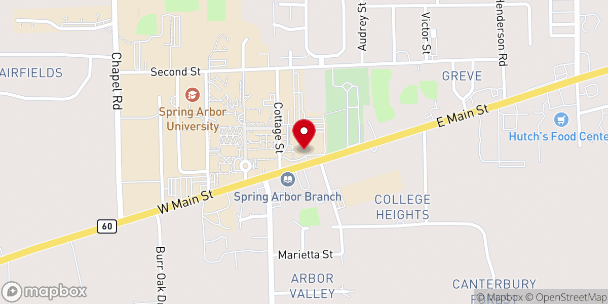Map showing location of The Arbor Church