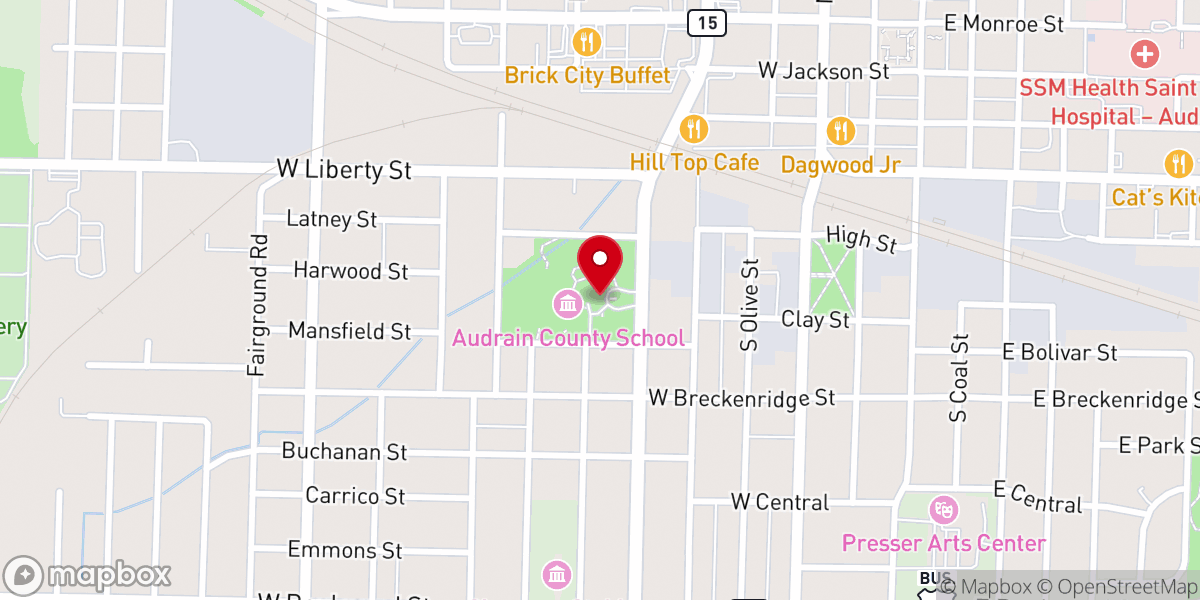 Map showing location of Audrain County Historical Museum
