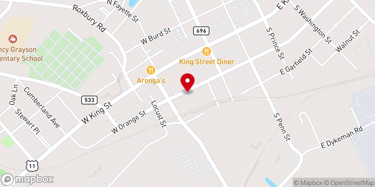 Map showing location of Shippensburg Evangelical Free Church