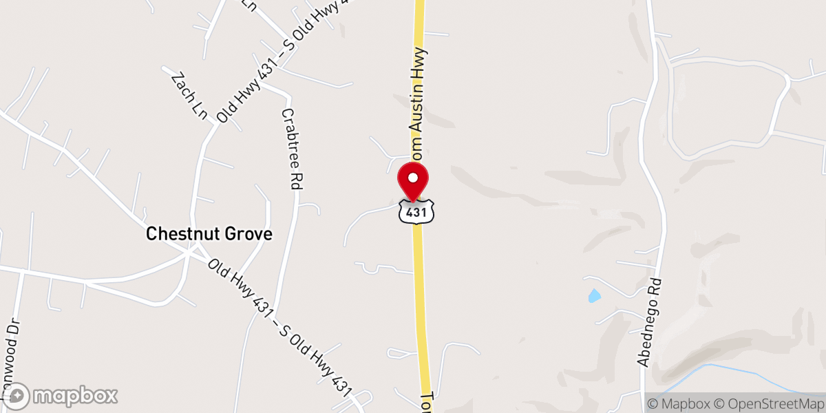 Map showing location of Coopertown Community Church