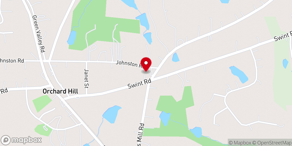 Map showing location of Orchard Hill Baptist Church