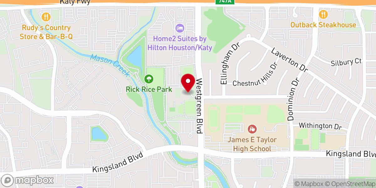 Map showing location of CrossRoad Church Katy