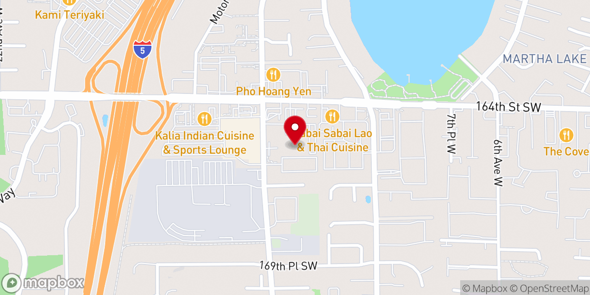 Map showing location of Lucky Strike Lynnwood