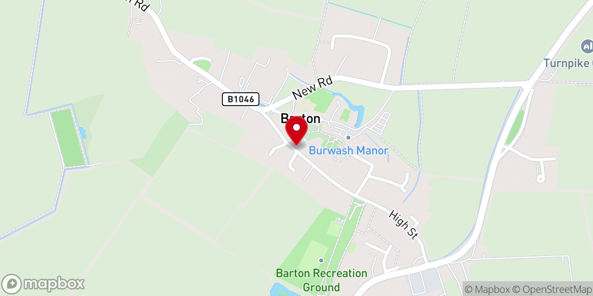 Map showing location of Barton Baptist Church