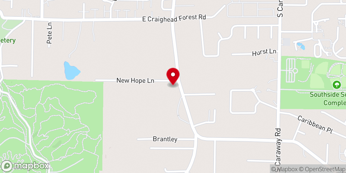 Map showing location of New Hope Baptist Church