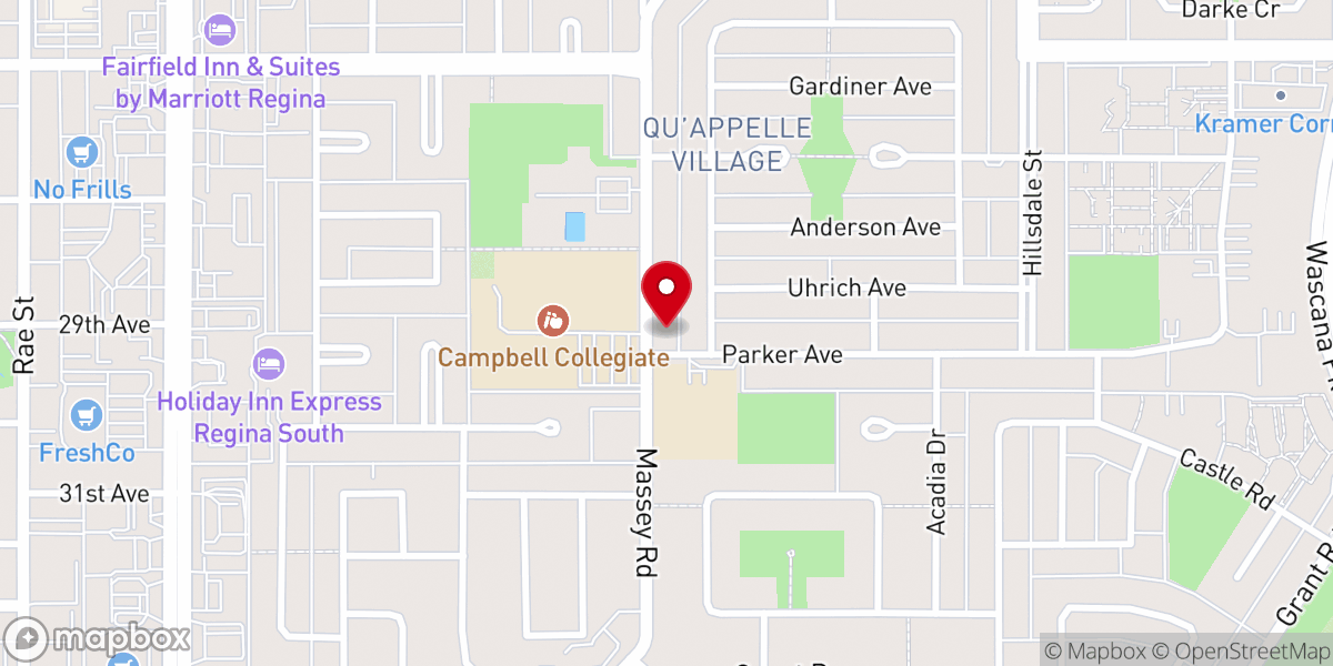 Map showing location of Bethany Gospel Chapel of Regina