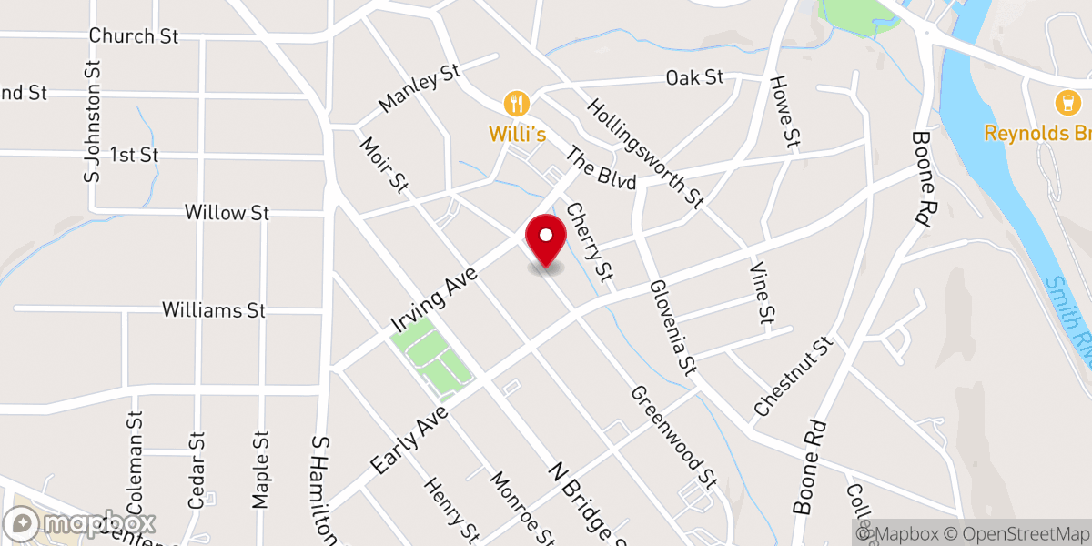 Map showing location of Pentecostal Holiness Church