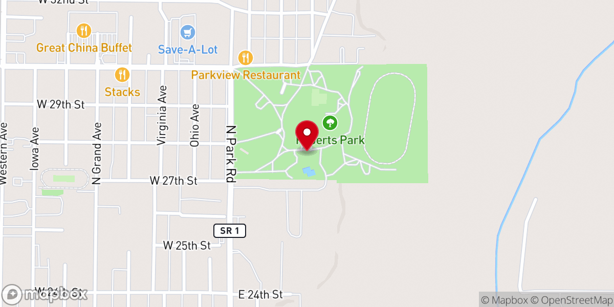 Map showing location of Roberts Park