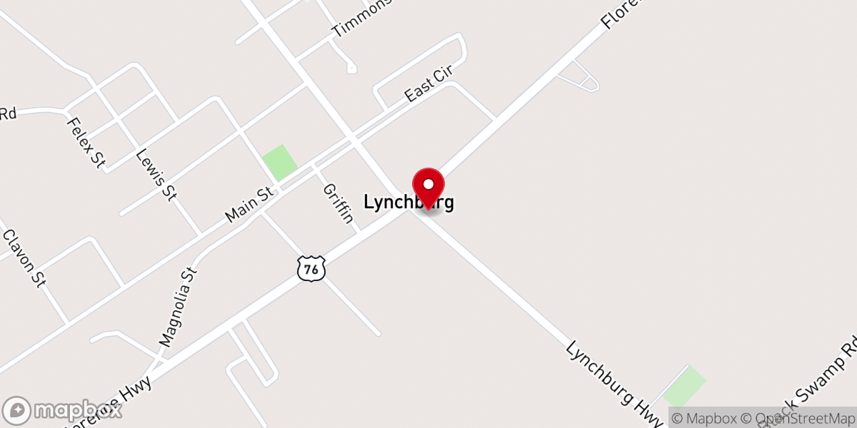 Map showing location of Lynchburg United Methodist Church