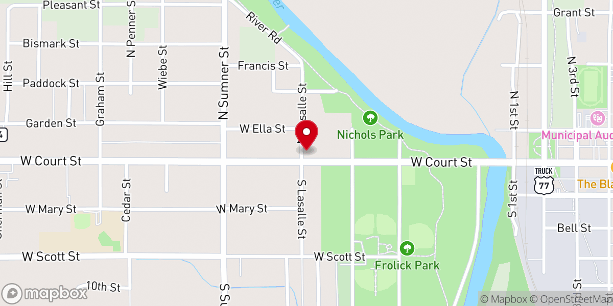 Map showing location of West Side Baptist Church