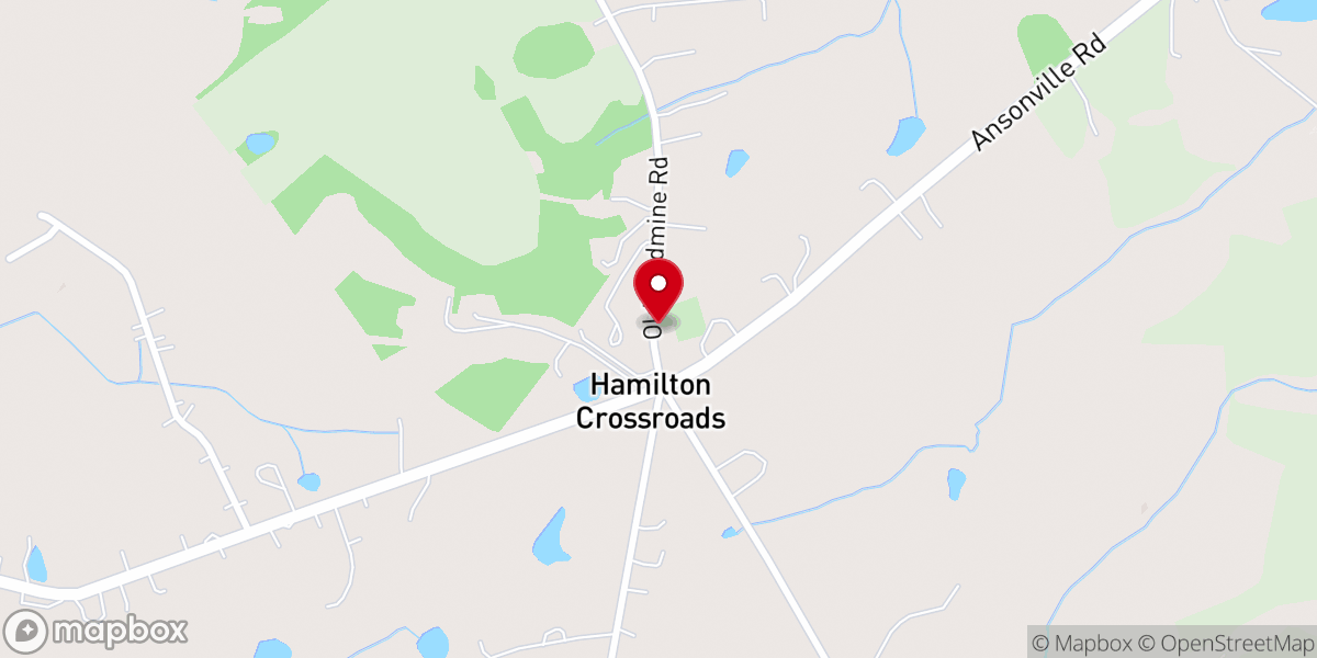 Map showing location of Hamilton Cross Roads Baptist Ch