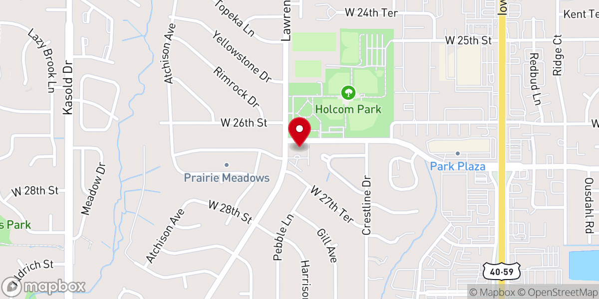 Map showing location of Lutheran Student Ministry, Lawrence