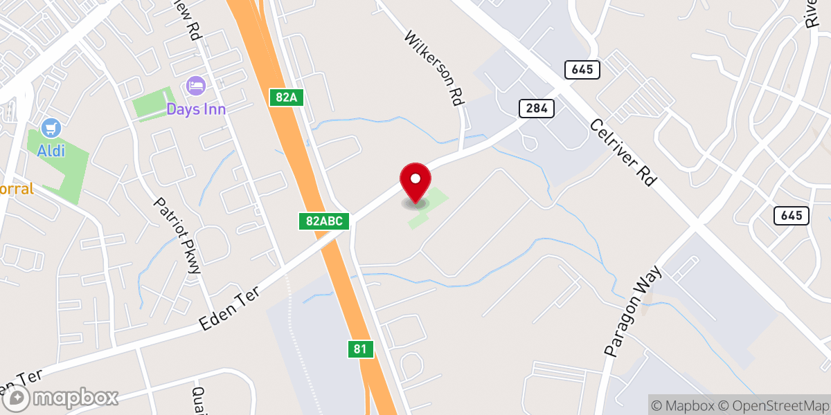 Map showing location of Cross Road Baptist Church