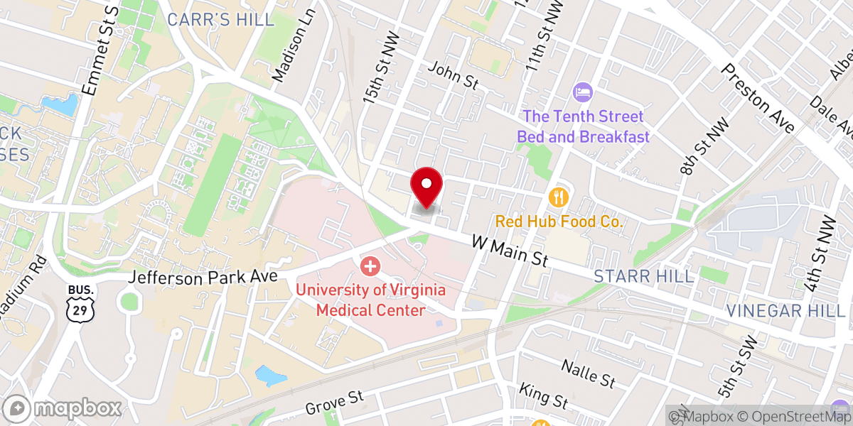 Map showing location of University Baptist Church - Charlottesville VA