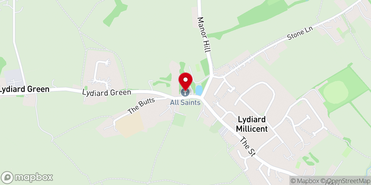 Map showing location of All Saints Church