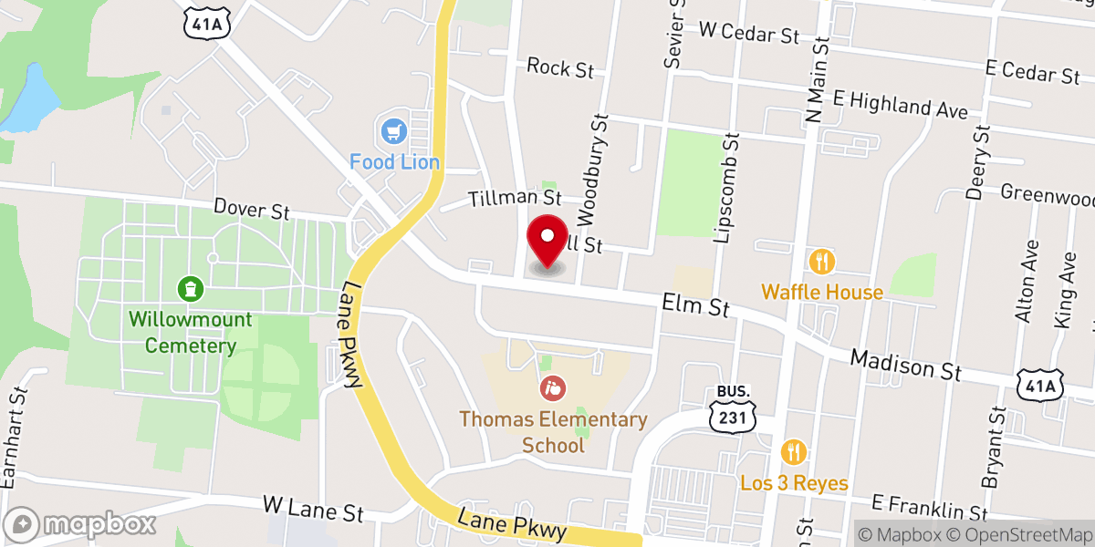 Map showing location of Bright Temple COGIC