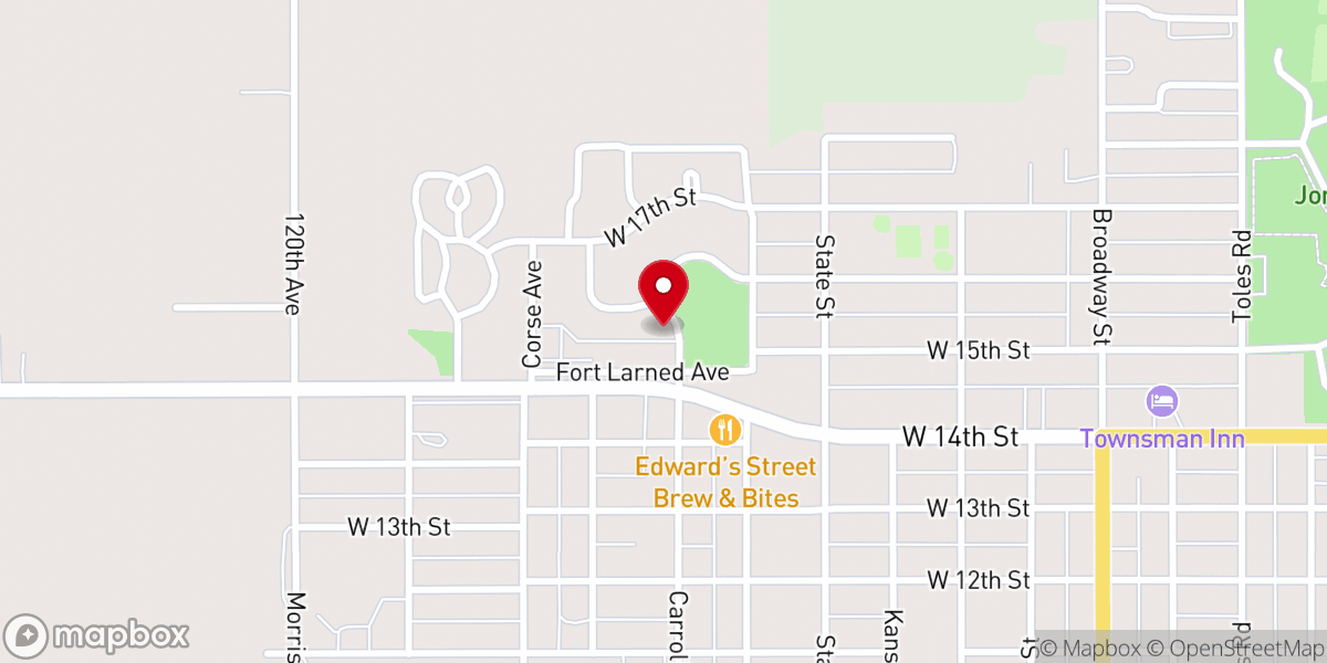 Map showing location of Larned Church of Christ