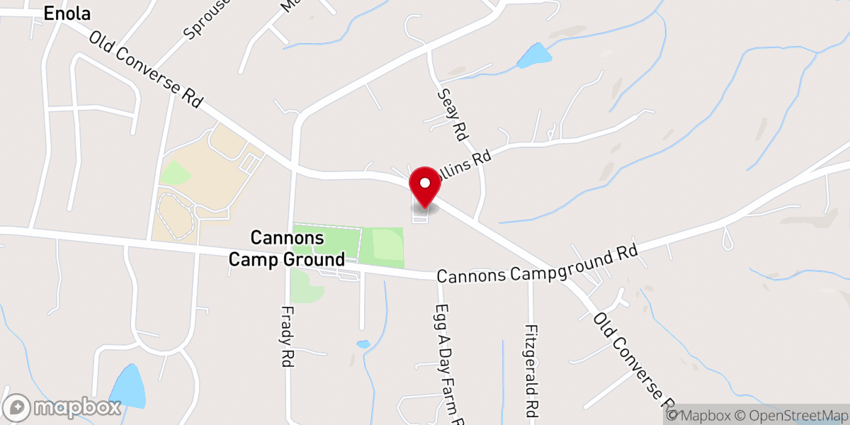 Map showing location of Peace Free Will Baptist Church