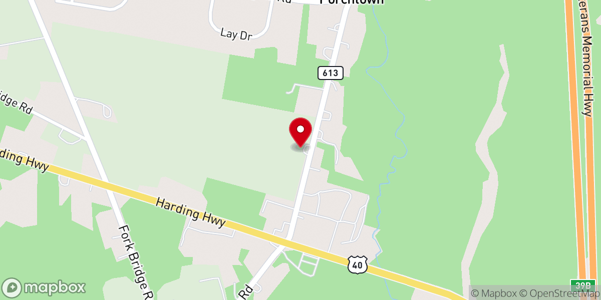 Map showing location of Porchtown Zion Methodist Church